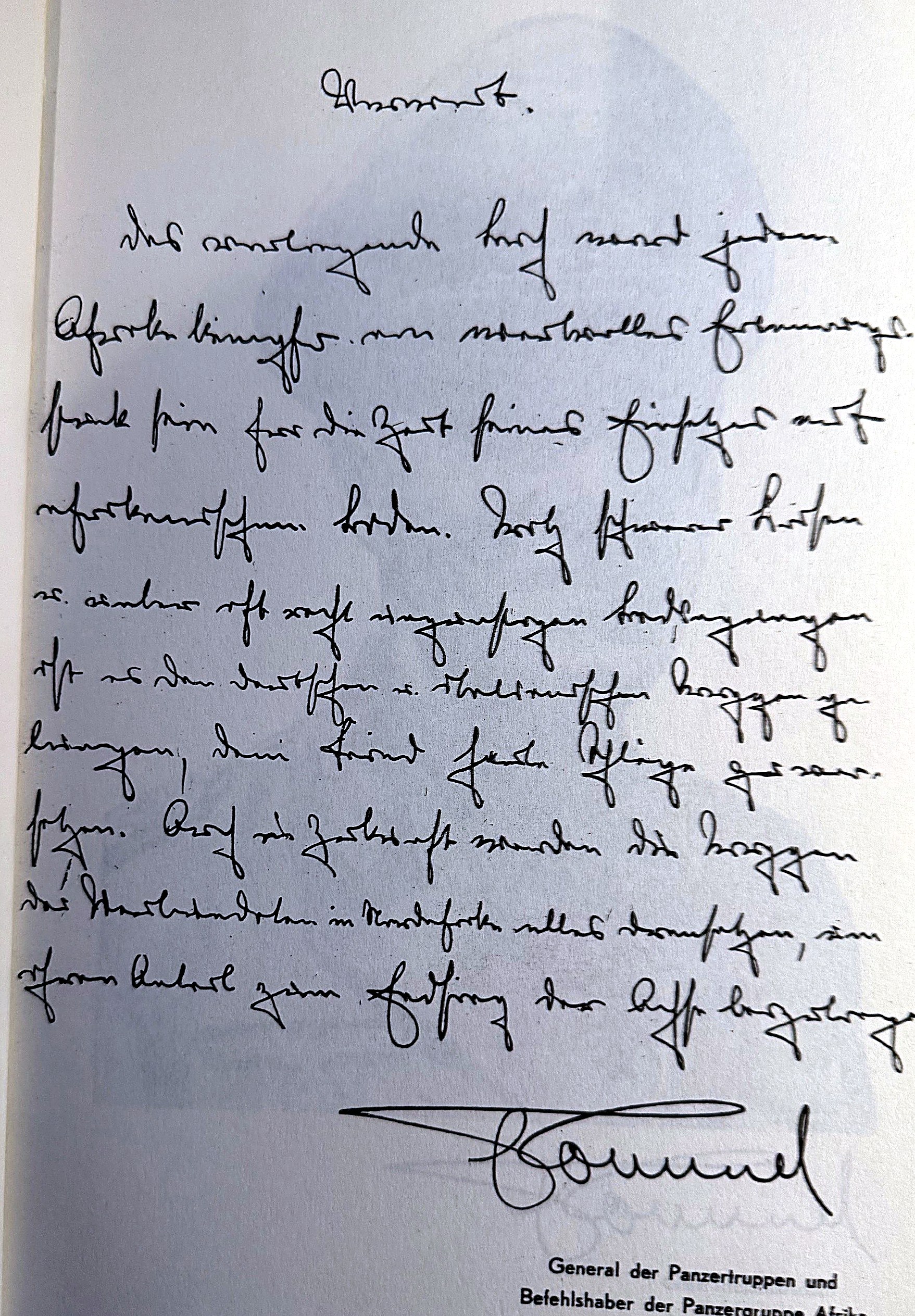 La prefazione autografa di Erwin Rommel al volume Marsch und Kampf des deutschen Afrikakorps (Carl Röhrig…