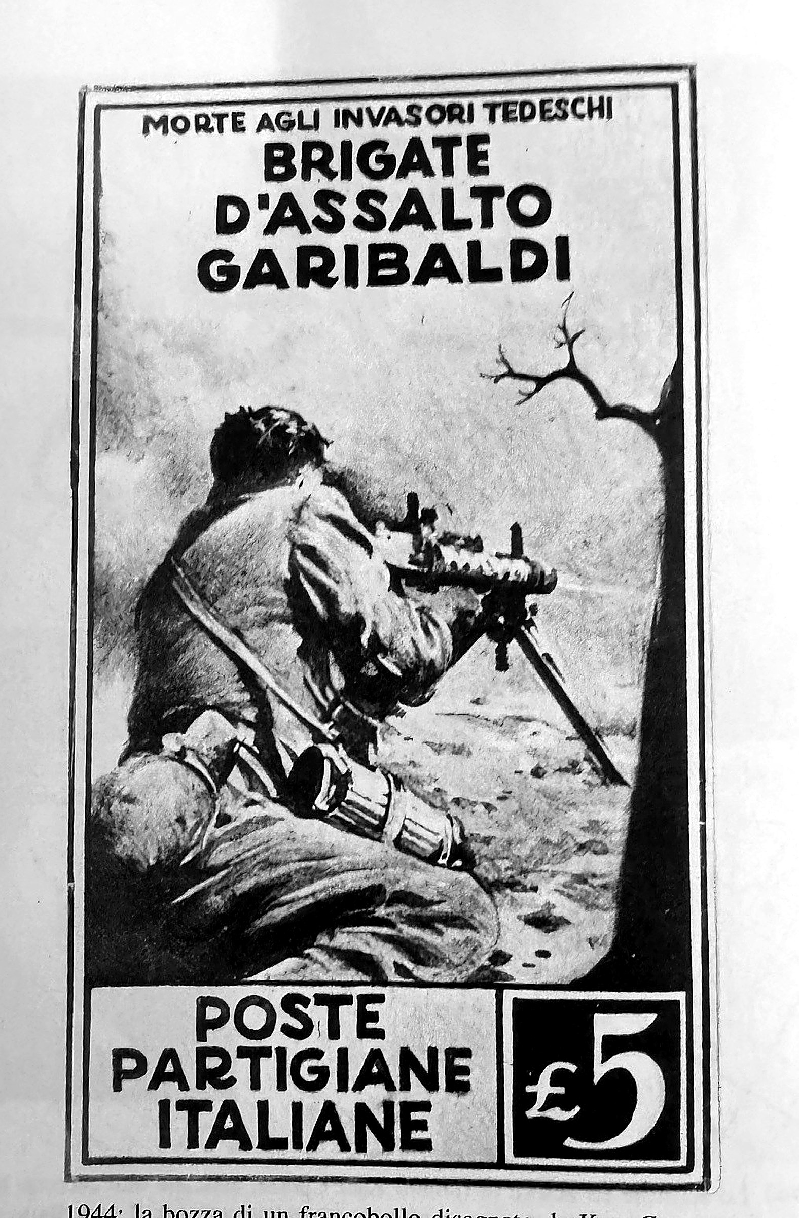 Bozzetto del francobollo per le Poste Partigiane disegnato da Kurt Caesar, 1944
